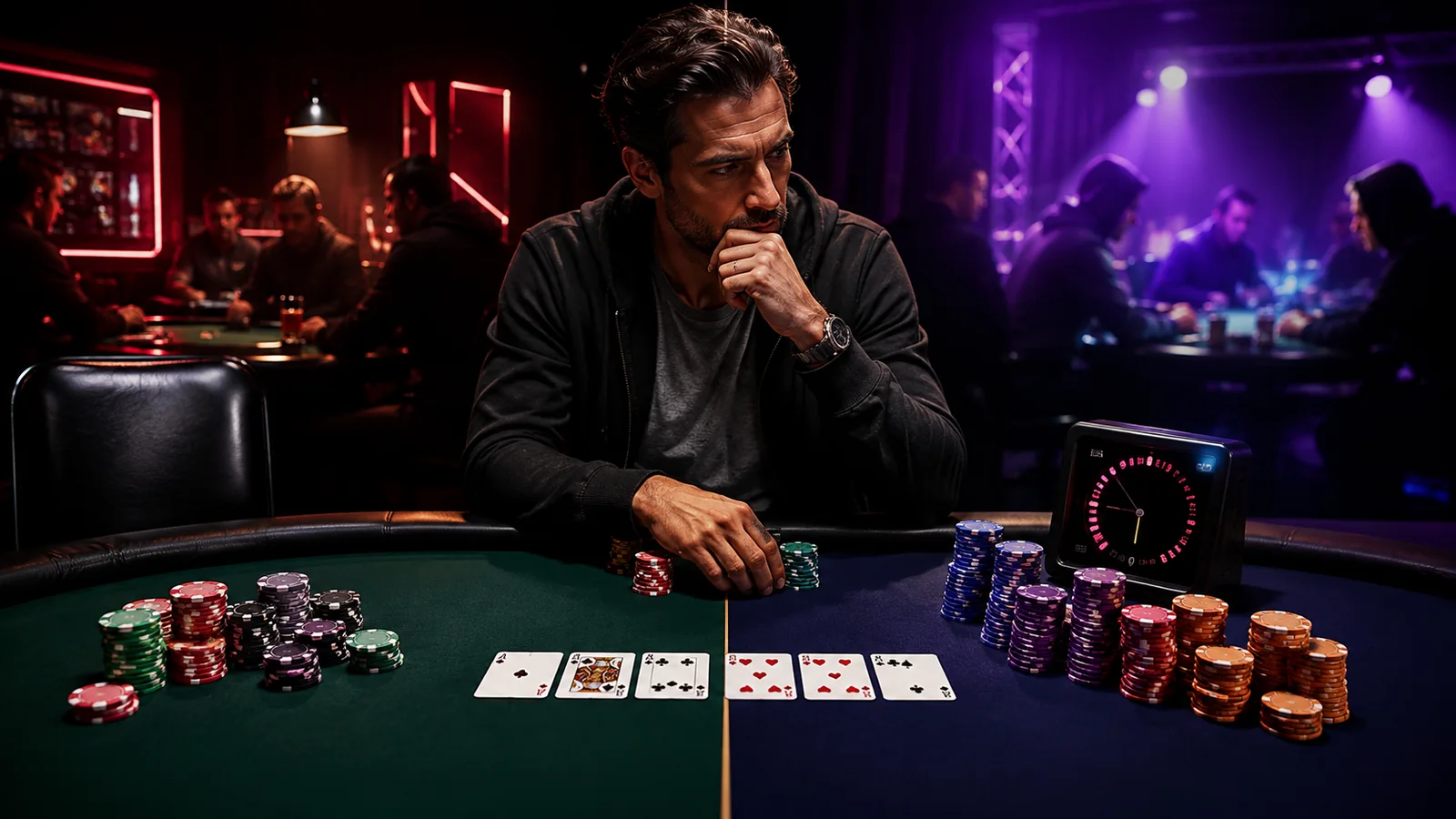 Casino-focused editorial scene illustrating Cash Games or Tournaments? Match the Format to Your Schedule