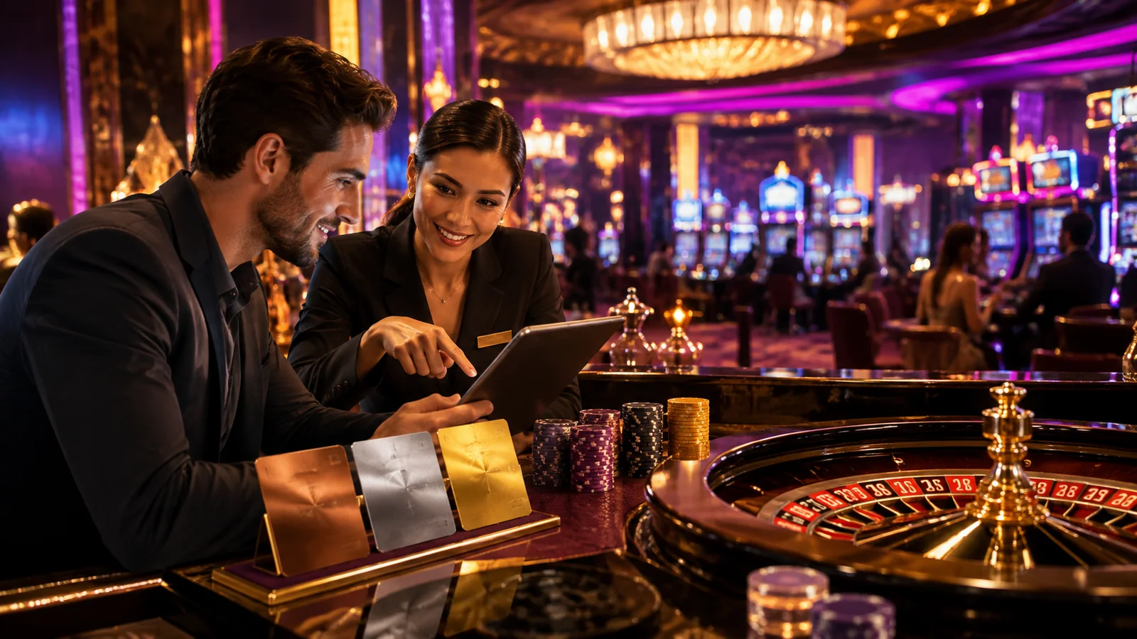 Casino-focused editorial scene illustrating Casino Loyalty Programs: When the Perks Are Worth It