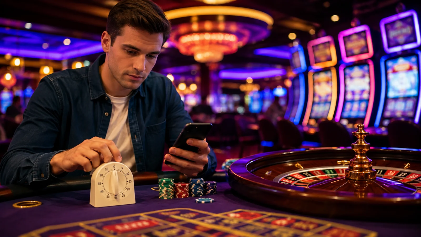 Casino-focused editorial scene illustrating Deposit Limits and Session Reminders: Build Your Safety Net First