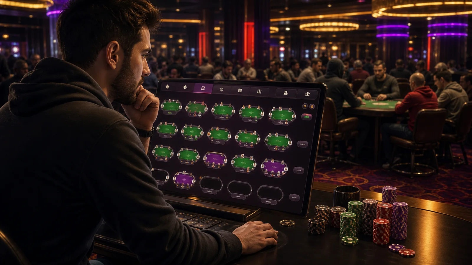 Casino-focused editorial scene illustrating Game Selection and Player Traffic: Finding a Table That Fits