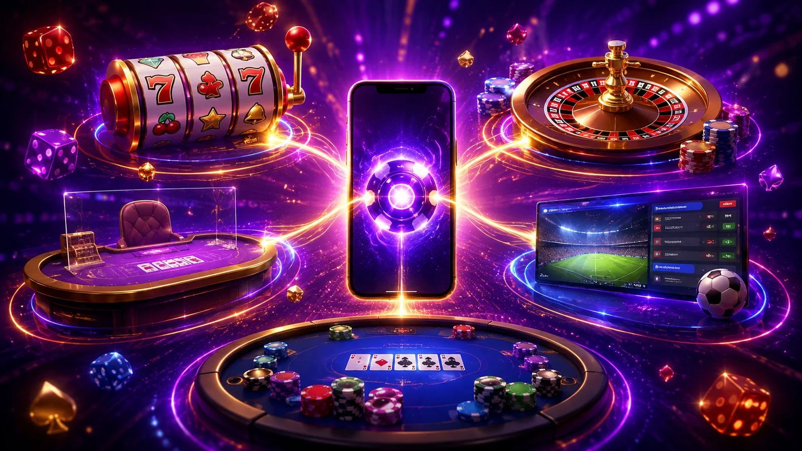 Casino-focused editorial scene illustrating What iGaming Means: A Beginner’s Map of the Industry